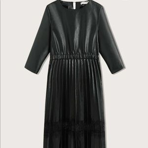 Beautiful Black PU Leather and Lace Dress (S)